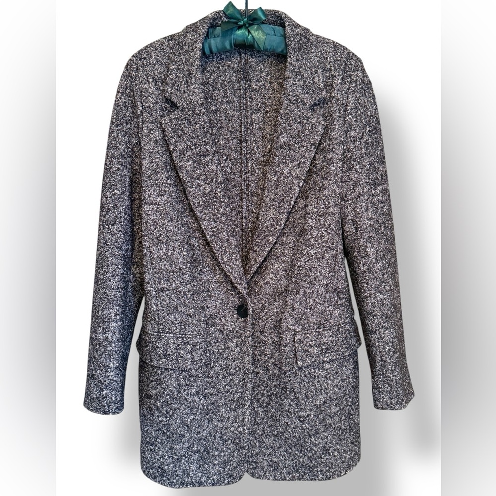 Massimo Dutti Women’s Small Coat Blazer Wool Cotton Blend Notch Collar Tweed
